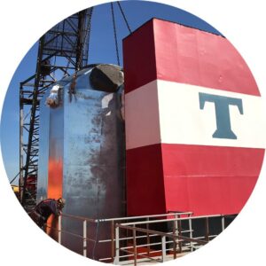 ME Production system installation on marine vessel funnel