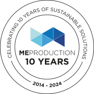 ME Production 10-year anniversary badge, 2014–2024
